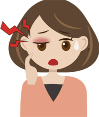 目が腫れている女性の画像